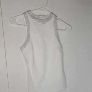 Zara White Sleeveless Top with Silver Accents Size Xs NEW